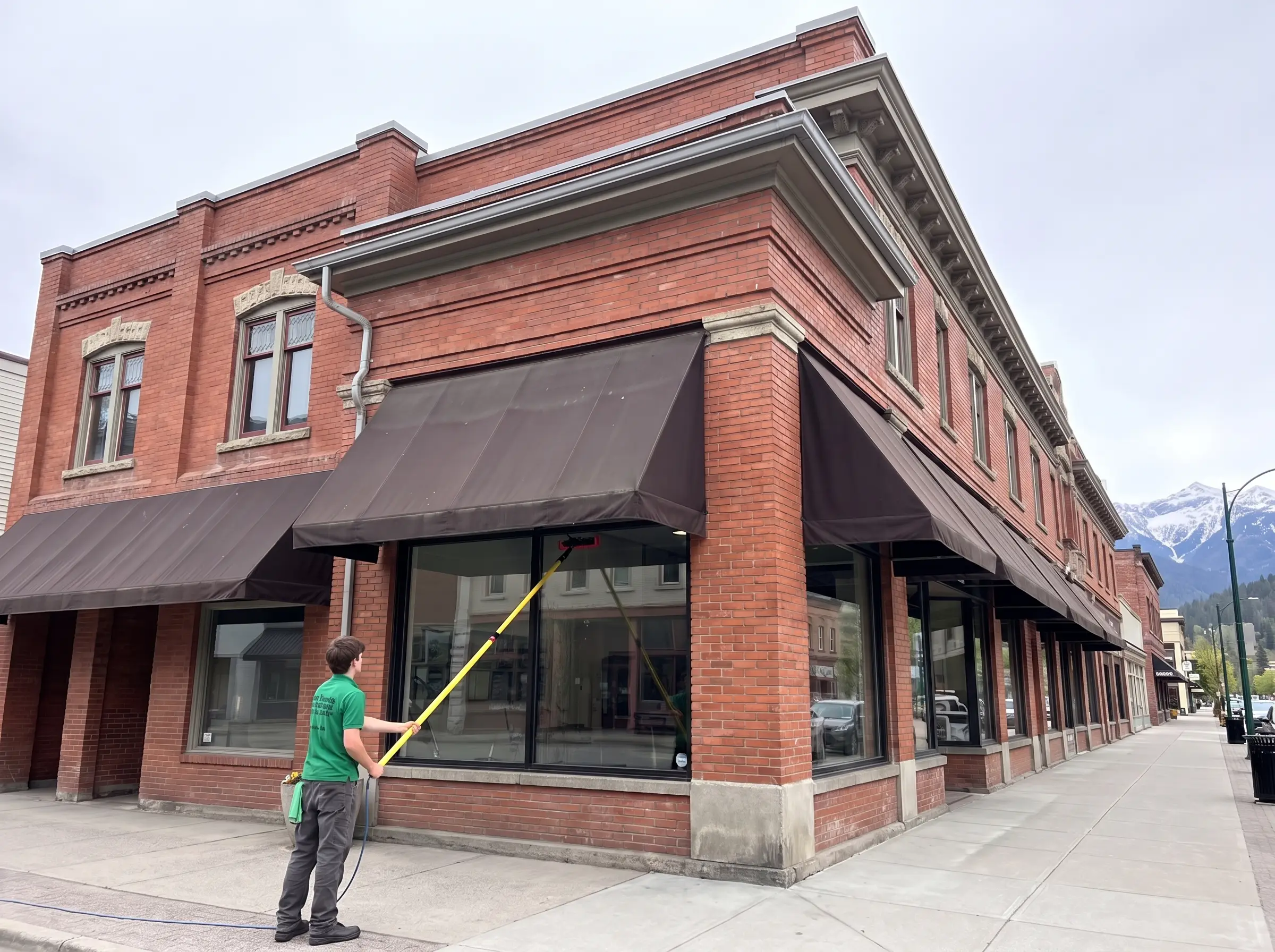 Commercial storefront window cleaning
