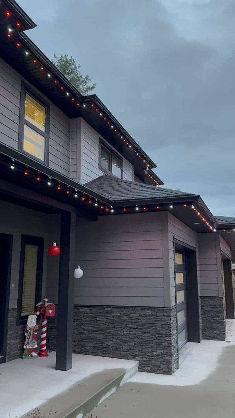 Permanent LED lights on a Nelson BC home