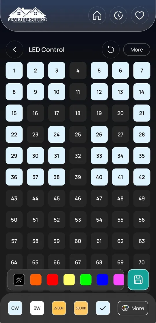 Prairie Lighting app: Any colour, or true 2700K warm white