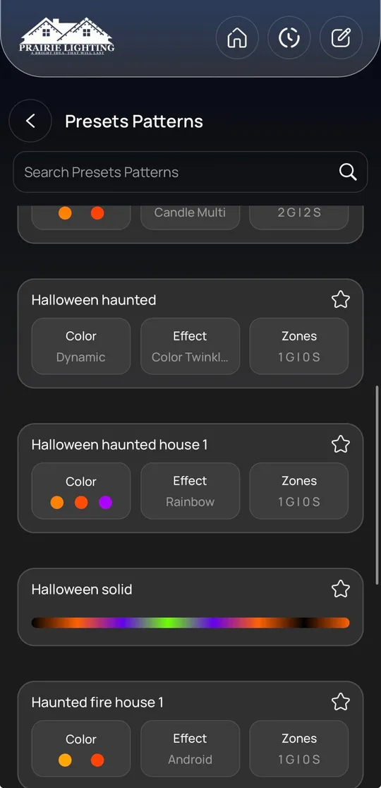 Prairie Lighting app: Halloween scenes