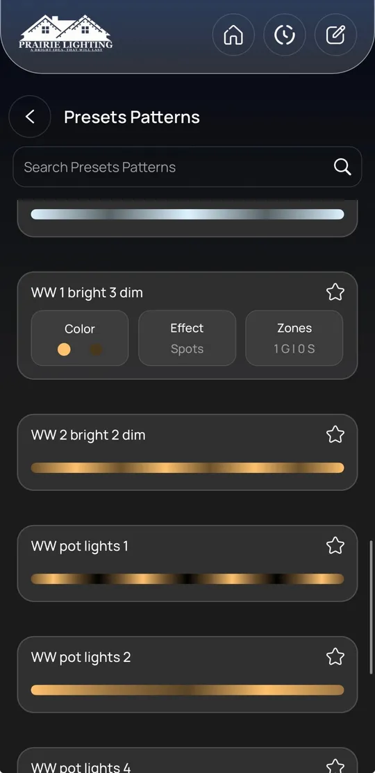 Prairie Lighting app: Everyday warm white