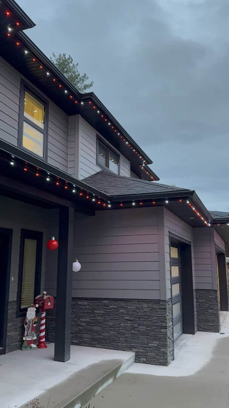 Permanent LED roofline lighting installed by Grit & Grind on a Nelson home