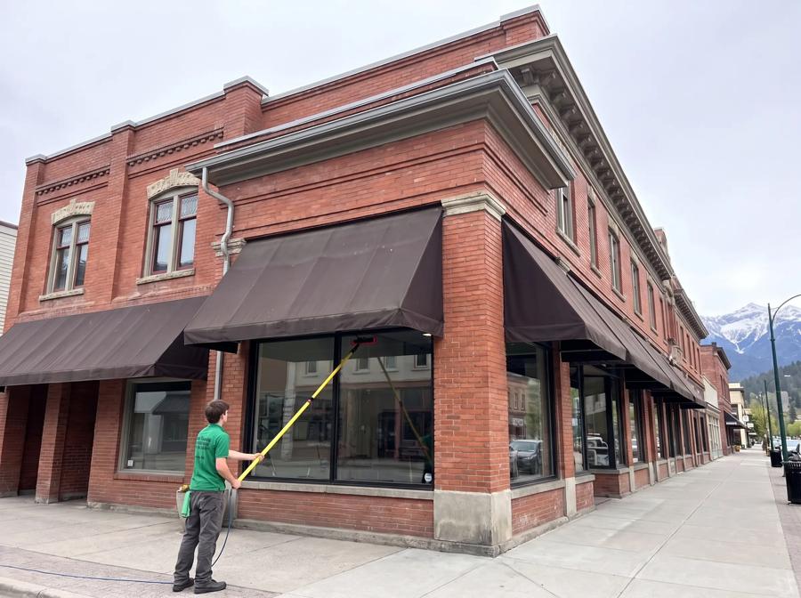 Commercial storefront window cleaning